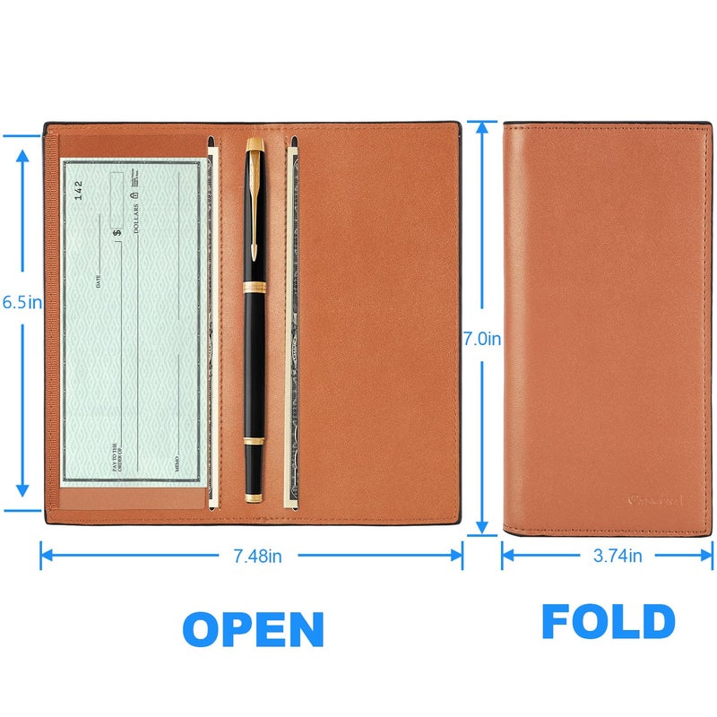 CASMONAL Premium Leather Checkbook Cover for Men and Women Checkbook Holder Wallet RFID Blocking - Image 4